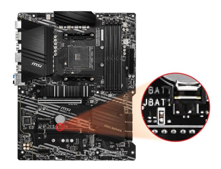 How to clear CMOS on MSI B550-A PRO Motherboard: 2 Methods